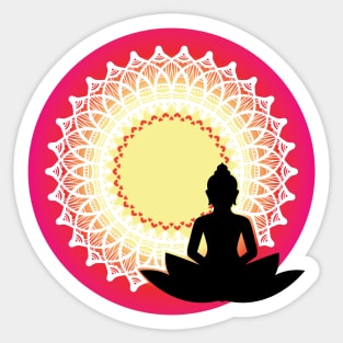 Buddha - The Peaceful Meditating Enlightened Soul Mandala Print Design GC-092-13 Sticker